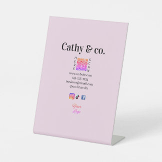 Simple minimal q r code social instagram logo addr pedestal sign