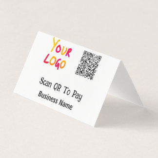 Simple minimal q r code to pay logo business name 