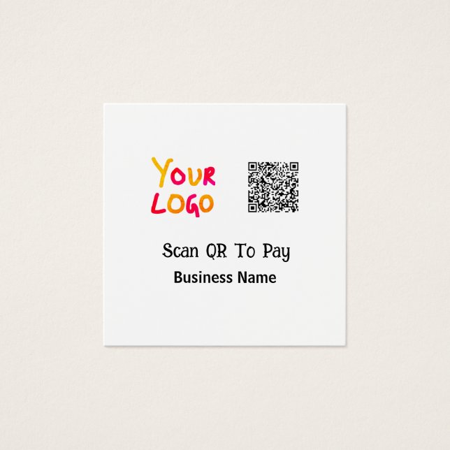 Simple minimal q r code to pay logo business name  (Front)