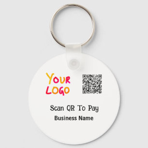 Simple minimal q r code to pay logo business name key ring