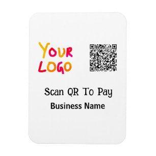 Simple minimal q r code to pay logo business name magnet