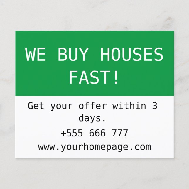 Simple Minimal Real Estate Buyer We Buy Houses  Flyer (Front)