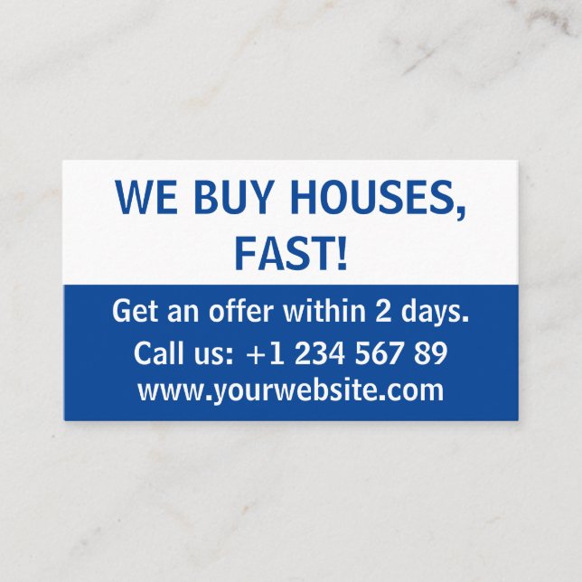 Simple Minimal Real Estate Investor  We Buy Houses Business Card (Front)