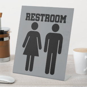 Simple Minimal Restroom Bathroom Toilet Pedestal Sign