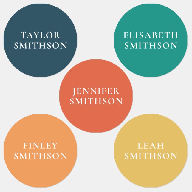     Simple Minimal Retro Colours Custom Name Schoo (Group)