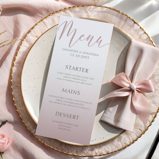 Simple Minimal Rose Gold  Wedding Dinner Menu (Creator Uploaded)