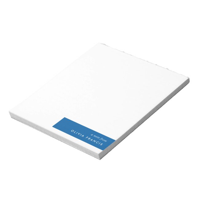 Simple Minimal Royal Blue Modern Colour Block Notepad (Rotated)