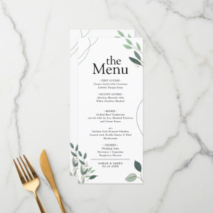 Simple Minimal Rustic Eucalyptus Greenery Dinner Menu