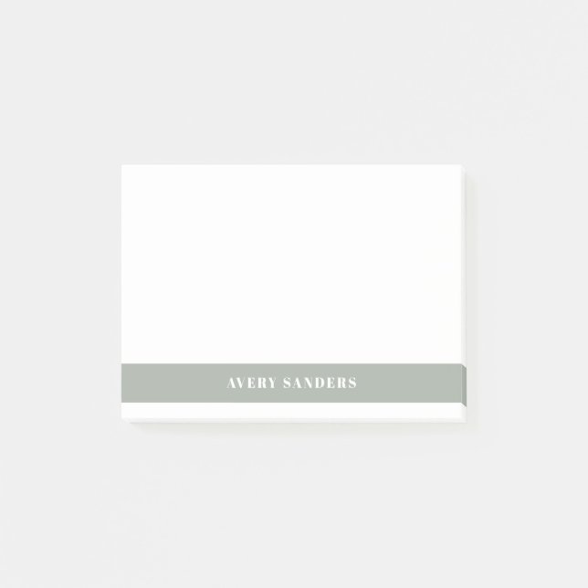 Simple Minimal Sage Green Modern Colour Block Post-it Notes (Front)