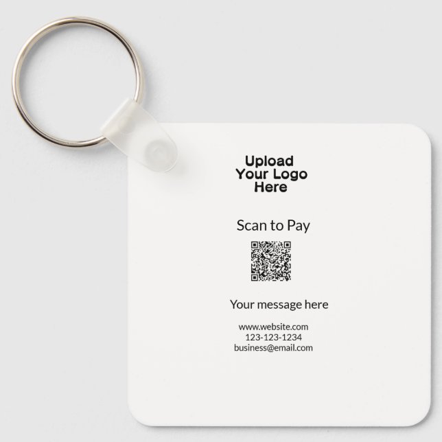Simple minimal scan to pay Add QR logo website ema Key Ring (Front)