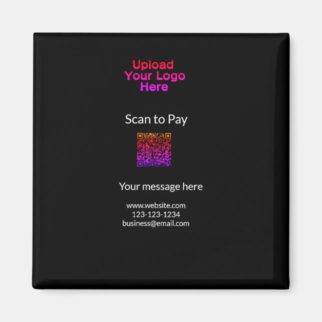 Simple minimal scan to pay Add QR logo website ema Magnet (Front)