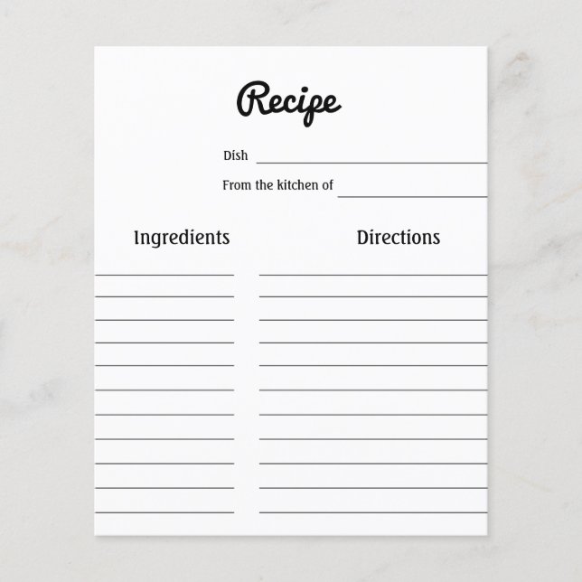 simple minimal script bridal shower recipe card (Front)