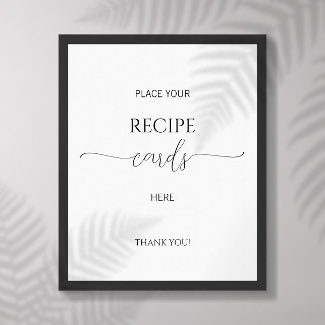 Simple Minimal Script Bridal Shower Recipe Cards Poster (Creator Uploaded)