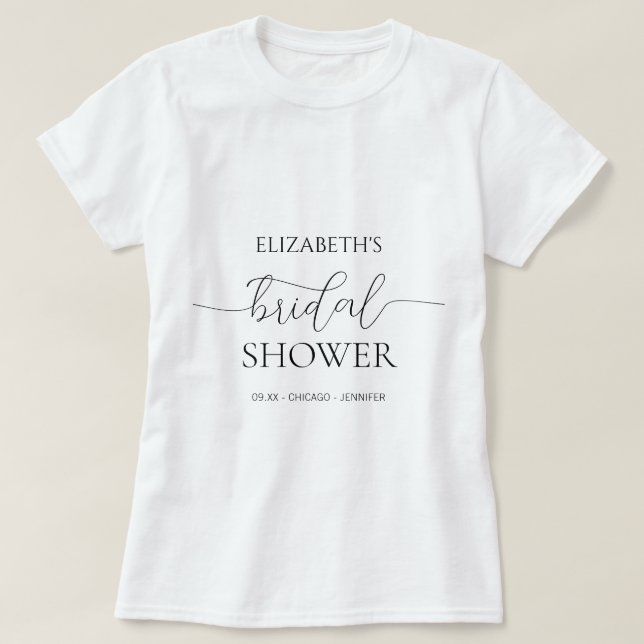 Simple Minimal Script Bridal Shower T-Shirt (Design Front)