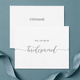 Simple Minimal Script Bridesmaid Proposal Card