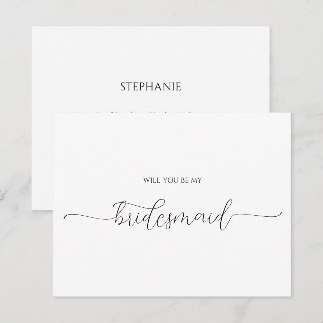 Simple Minimal Script Bridesmaid Proposal Card (Front/Back)