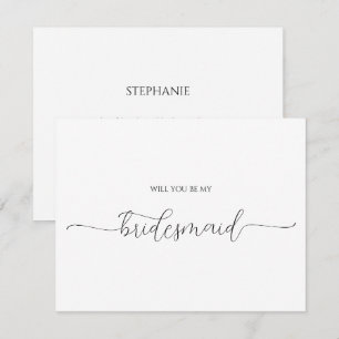Simple Minimal Script Bridesmaid Proposal Card