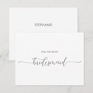 Simple Minimal Script Bridesmaid Proposal Card