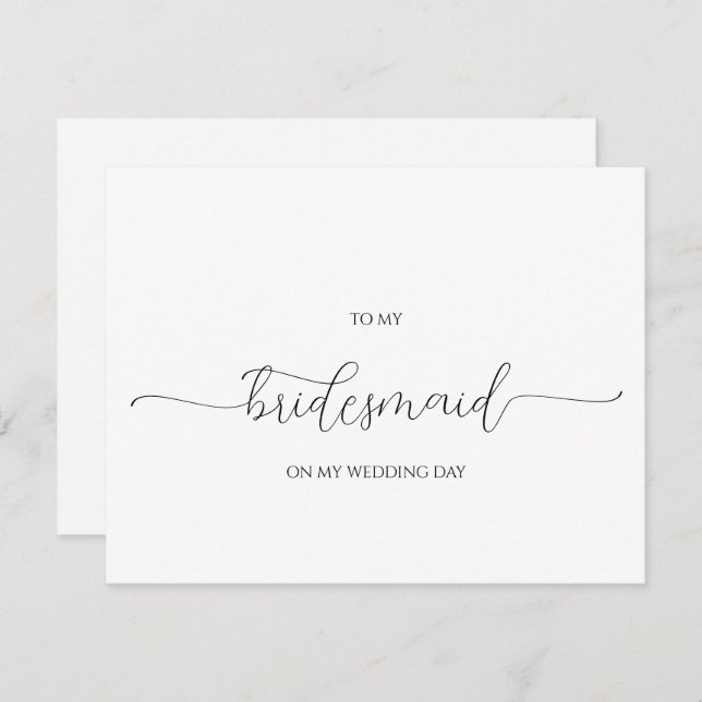 Simple Minimal Script Bridesmaid Thank You Card (Front/Back)