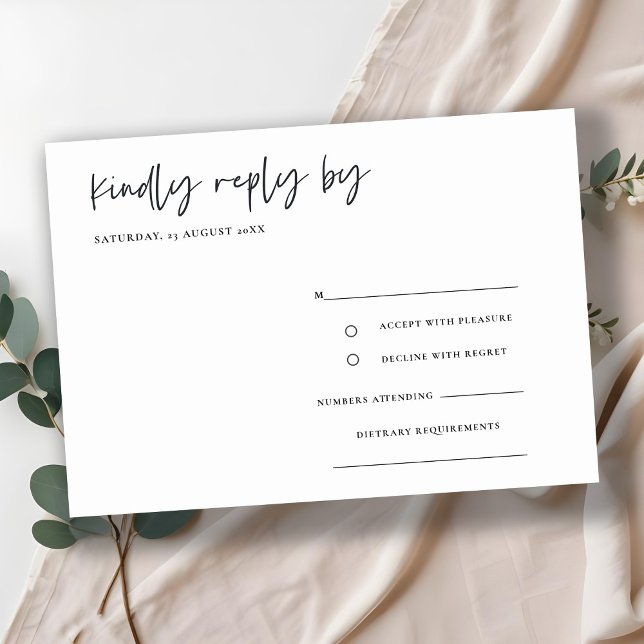 Simple Minimal Script Calligraphy Wedding RSVP Enclosure Card (Creator Uploaded)