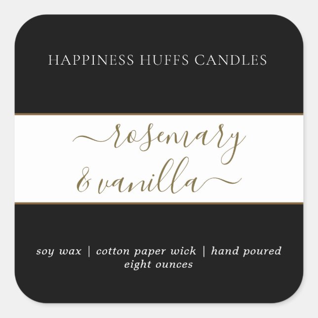 Simple Minimal Script Candle Label Square Sticker (Front)
