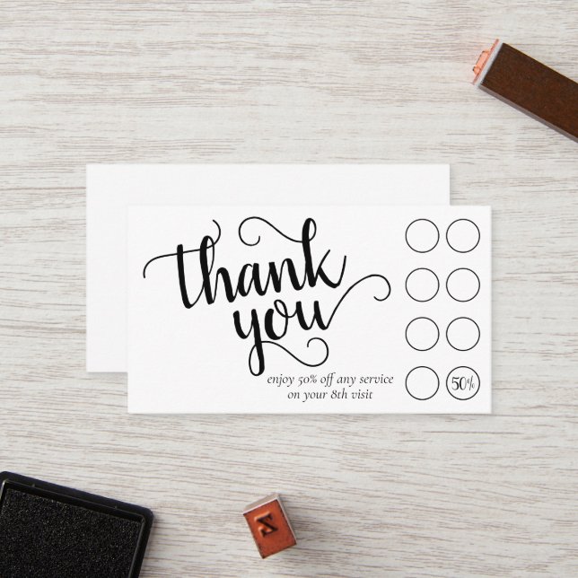 Simple Minimal Script | Classic Branding Thank You Loyalty Card (Front/Back In Situ)