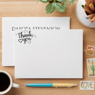 Simple Minimal Script Classic Thank You Address Envelope