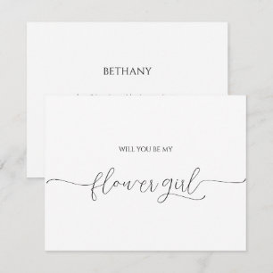 Simple Minimal Script Flower Girl Proposal Card