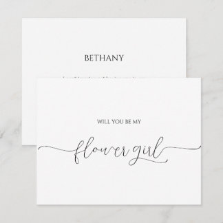 Simple Minimal Script Flower Girl Proposal Card