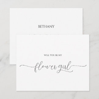 Simple Minimal Script Flower Girl Proposal Card
