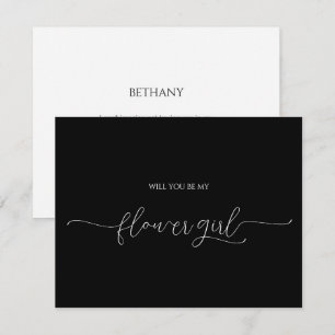 Simple Minimal Script Flower Girl Proposal Card