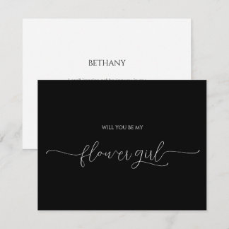 Simple Minimal Script Flower Girl Proposal Card