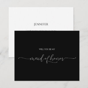 Simple Minimal Script Maid of Honour Proposal Card