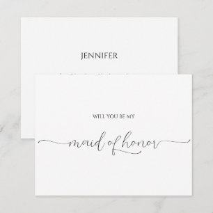 Simple Minimal Script Maid of Honour Proposal Card