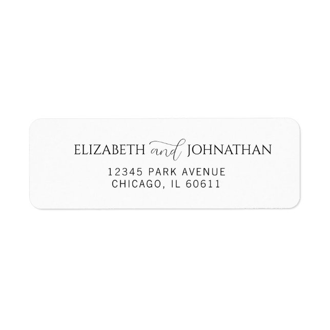 Simple Minimal Script Wedding Address Return Address Label (Front)