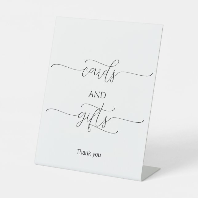 Simple Minimal Script Wedding Cards and Gifts Pedestal Sign (Front)