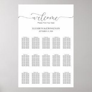 Simple Minimal Script Wedding Seating Chart Sign