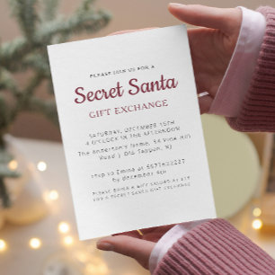 Simple Minimal Secret Santa Christmas Party Invitation