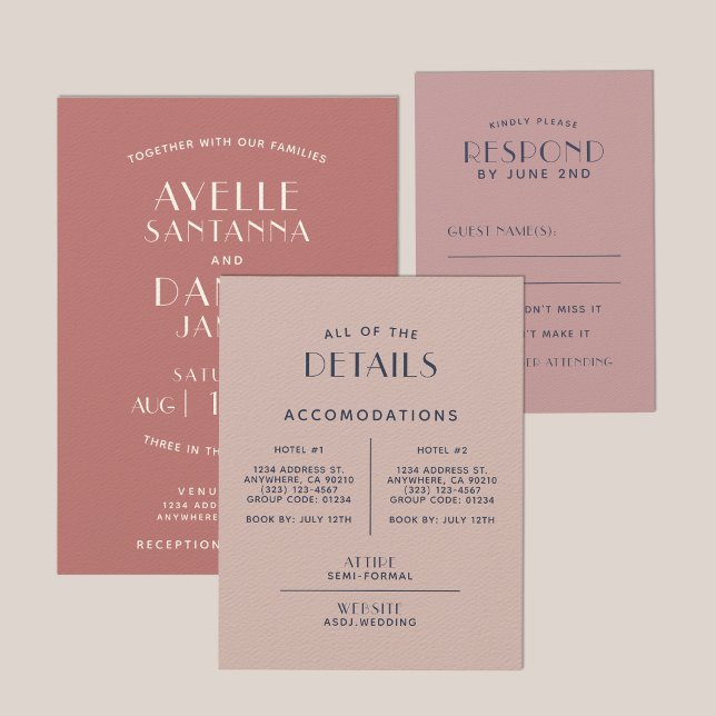 Simple Minimal Sepia Rose Wedding Detail Enclosure (Creator Uploaded)