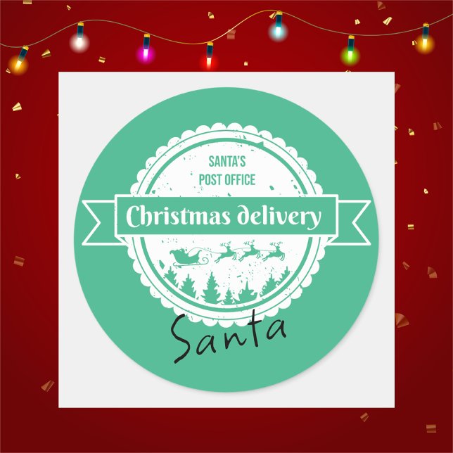 Simple Minimal Special Delivery Christmas Classic Round Sticker (Creator Uploaded)
