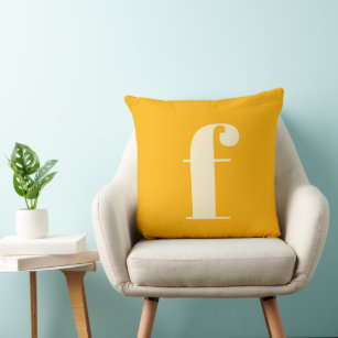 Simple Minimal Sunny Yellow Monogram Letter Cushion