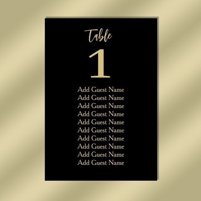 Simple Minimal Table Number Seating Chart (Stylishly Personalize with Your Custom Table Number & Guest Names.)