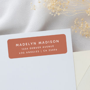 Simple Minimal Terracotta Elegant Return Address Label