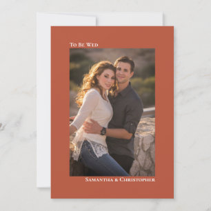 Simple Minimal Terracotta Vertical Photo Wedding Invitation
