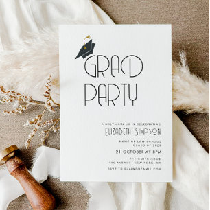 simple minimal text graduation party invitation