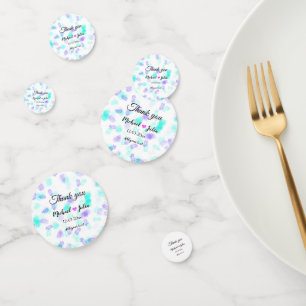 Simple minimal thank you couple name heart glitter confetti