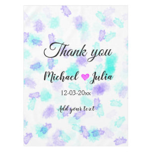 Simple minimal thank you couple name heart glitter tablecloth