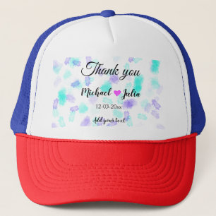 Simple minimal thank you couple name heart glitter trucker hat