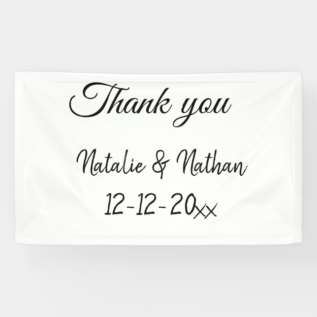 Simple minimal thank you couple name text date cus banner (Horizontal)