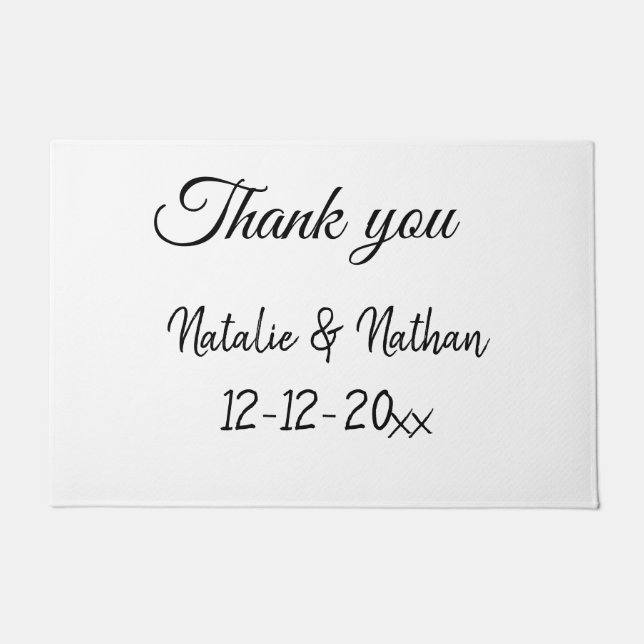 Simple minimal thank you couple name text date cus doormat (Front)